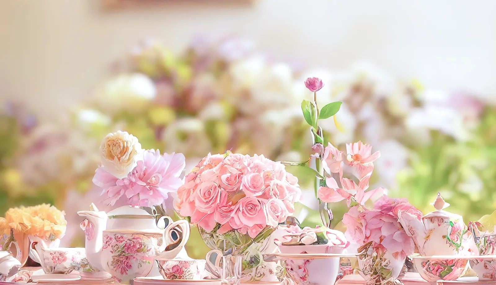 優しい色合いの花々を使ったフラワーアレンジメント